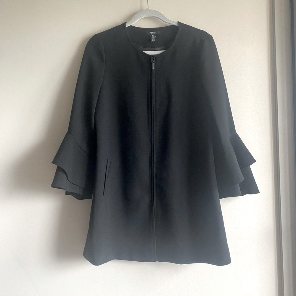 Black Alfani Coat with Dramatic Sleeves